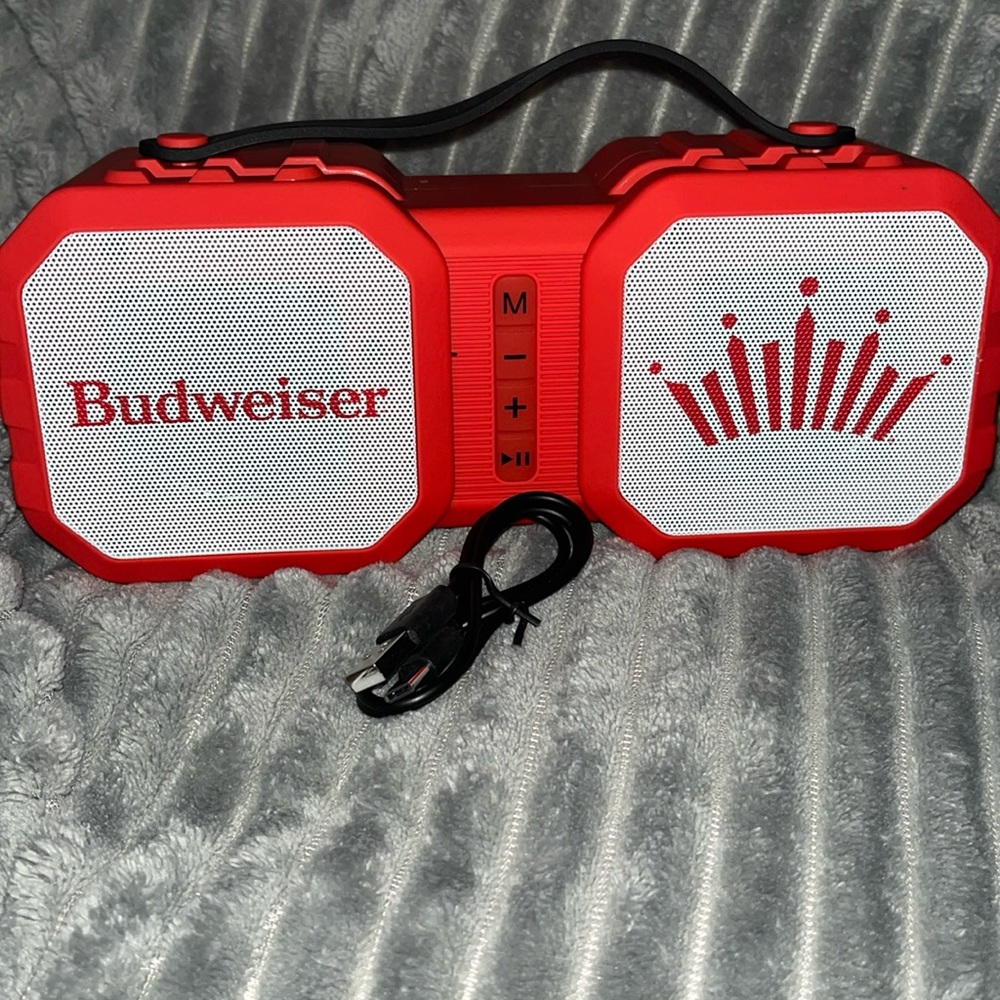 Bluetooth speaker Budweiser rugged speaker with phone holder.